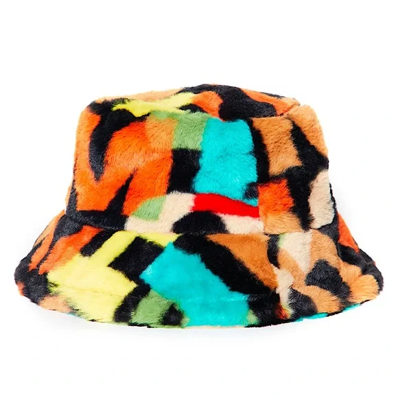 NWT🦄🌈Faux Fur Multi-colored Bucket Hat🌈🦄 - Picture 9 of 11
